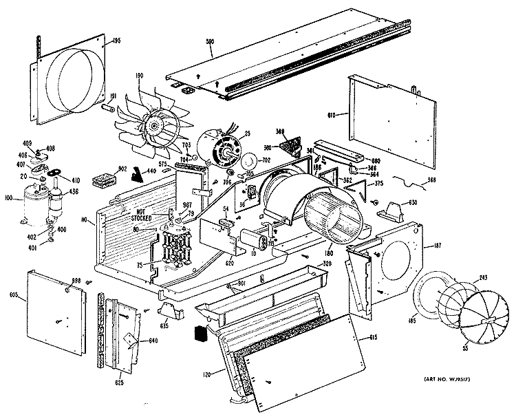 Section Diagram and Parts List for A2B769DAALDA  General Electric Air Conditioner