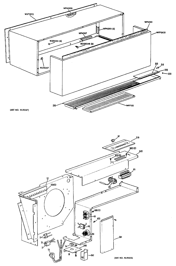 Section Diagram and Parts List for A2B768DJALDA  General Electric Air Conditioner