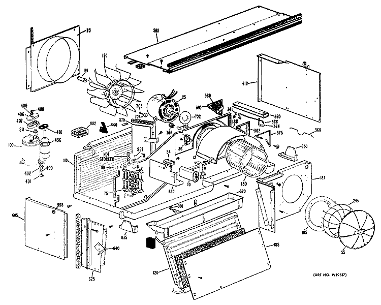 Section Diagram and Parts List for A2B748CKCNEA  General Electric Air Conditioner