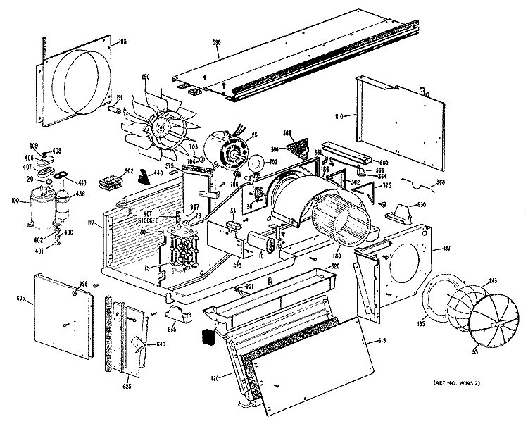 Section Diagram and Parts List for A2B748CKESEA  General Electric Air Conditioner