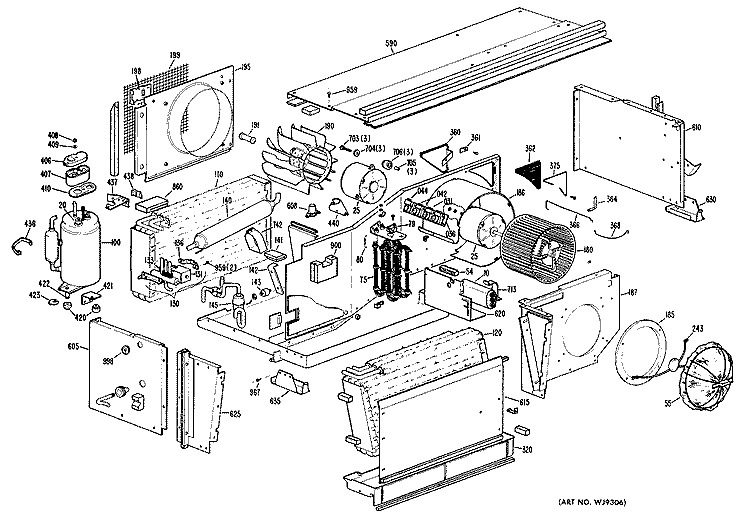 Section Diagram and Parts List for A2B788DAALD3  General Electric Air Conditioner