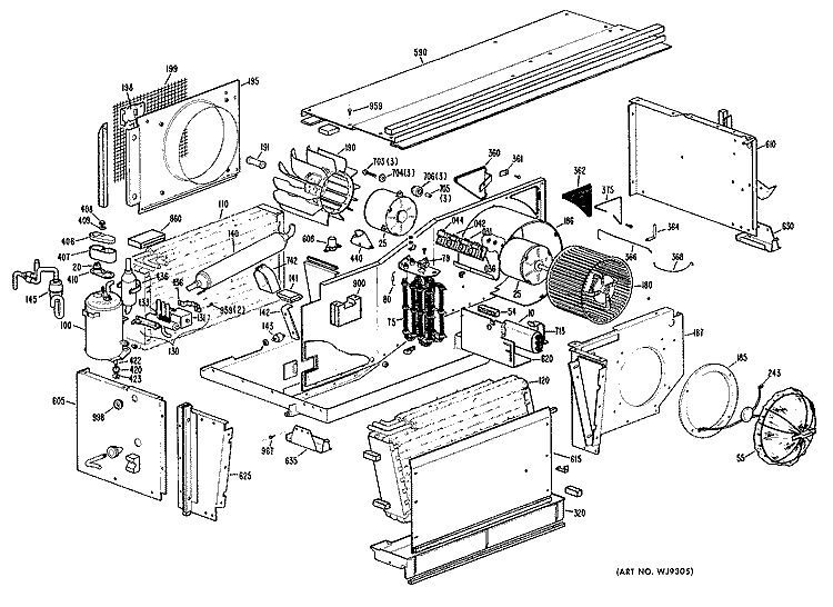 Section Diagram and Parts List for A2B589DAFSQ1  General Electric Air Conditioner