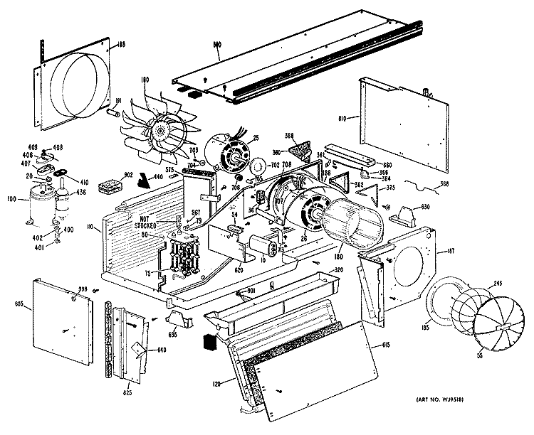 Section Diagram and Parts List for A2B759ESASEA  General Electric Air Conditioner
