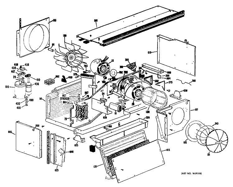 Section Diagram and Parts List for A2B758EVCNEA  General Electric Air Conditioner