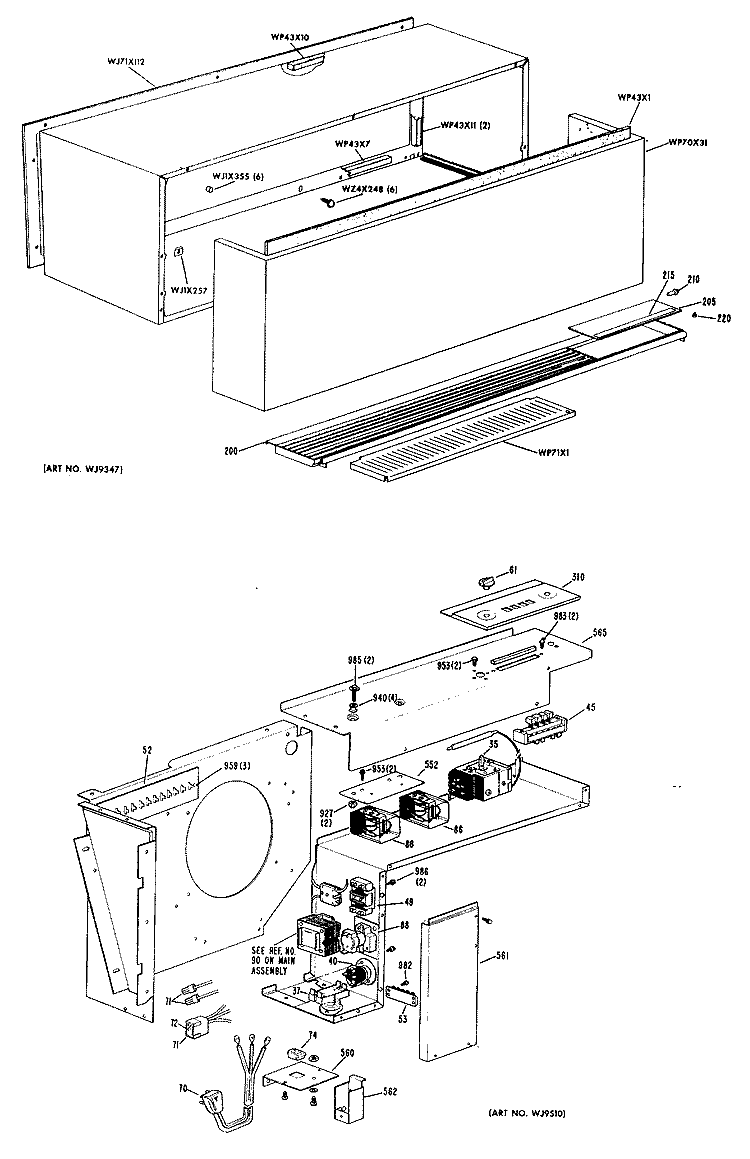 Section Diagram and Parts List for A2B758EVFSEA  General Electric Air Conditioner