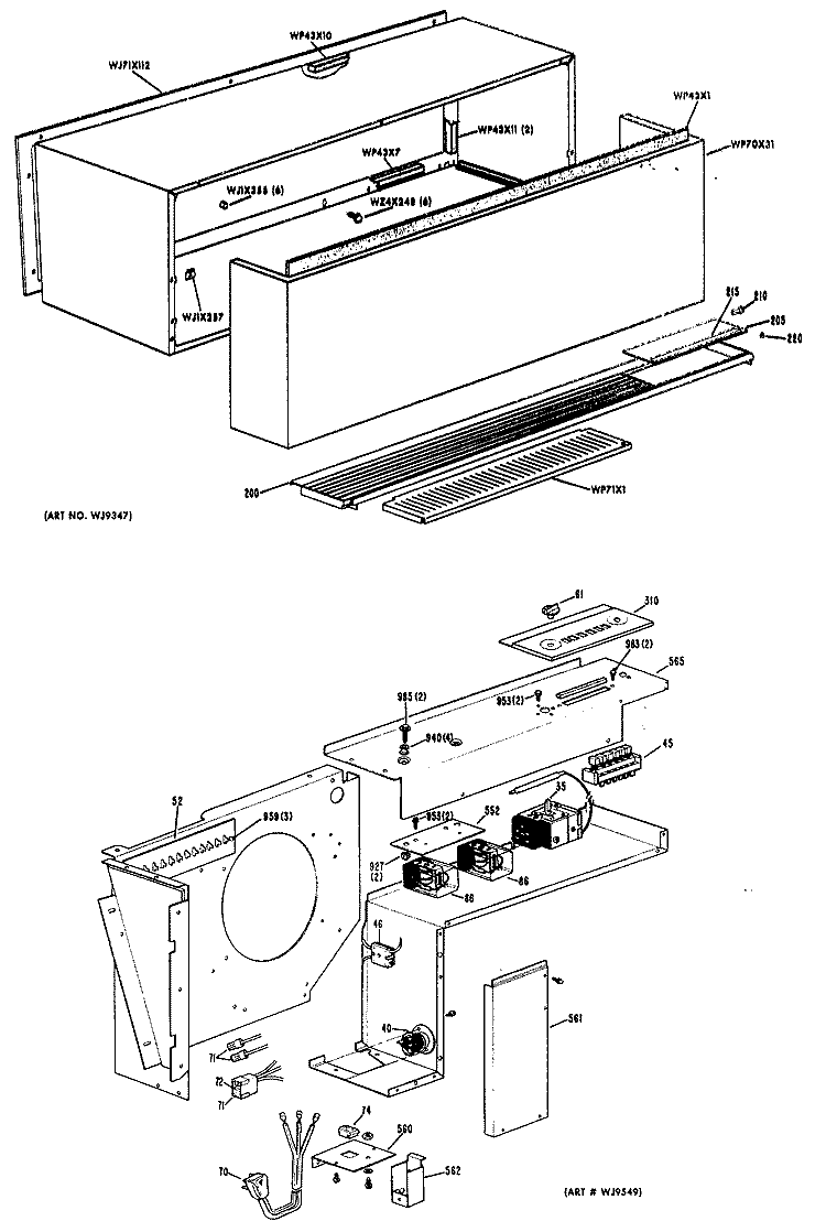 Section Diagram and Parts List for A2B689DCALW1  General Electric Air Conditioner