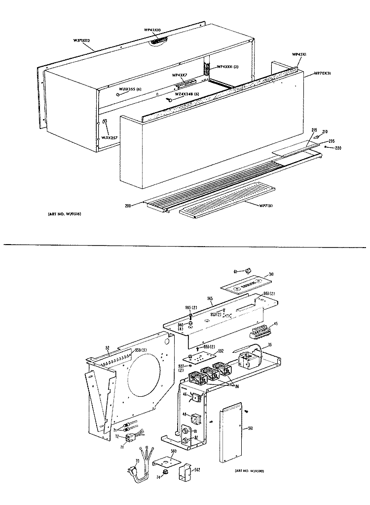 Section Diagram and Parts List for A2B588EPESQ1  General Electric Air Conditioner