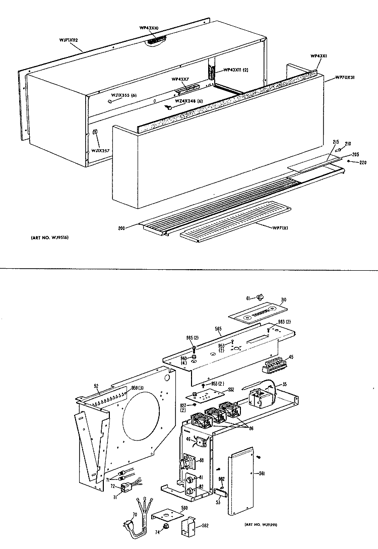 Section Diagram and Parts List for A2B588ESFSQ1  General Electric Air Conditioner