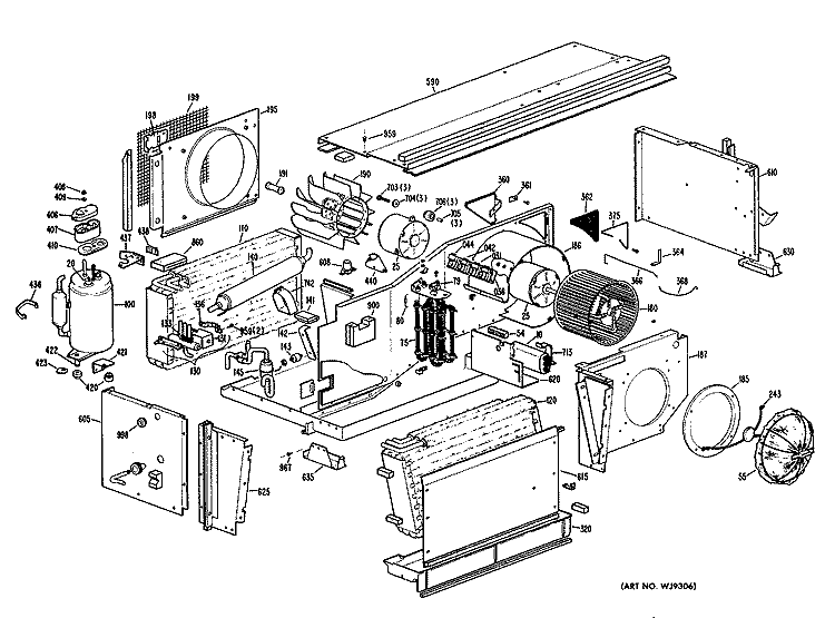 Section Diagram and Parts List for A2B788DAFSD3  General Electric Air Conditioner