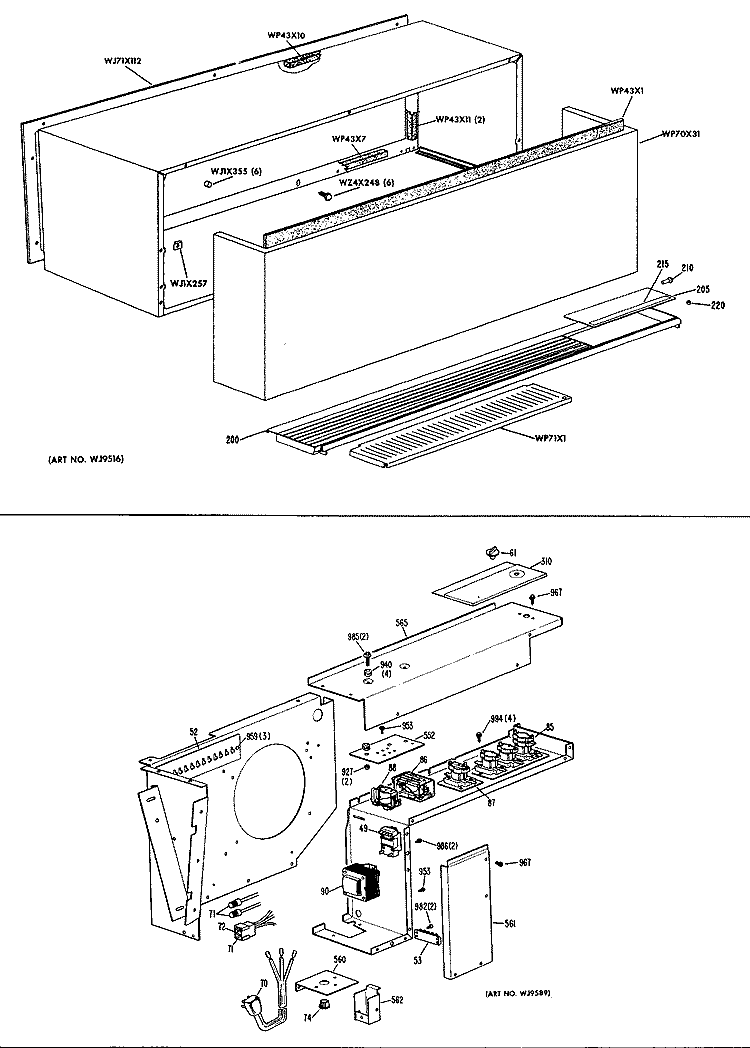 Section Diagram and Parts List for A3B788DJCSD1  General Electric Air Conditioner