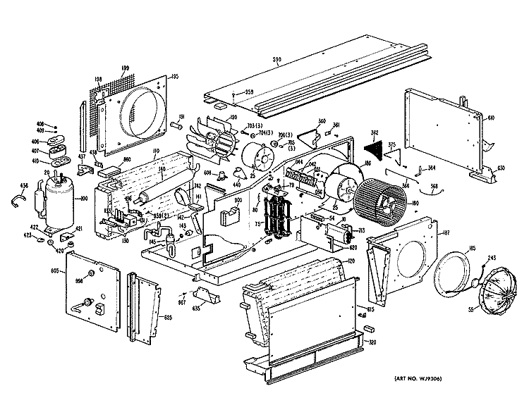 Section Diagram and Parts List for A2B788EVESD1  General Electric Air Conditioner