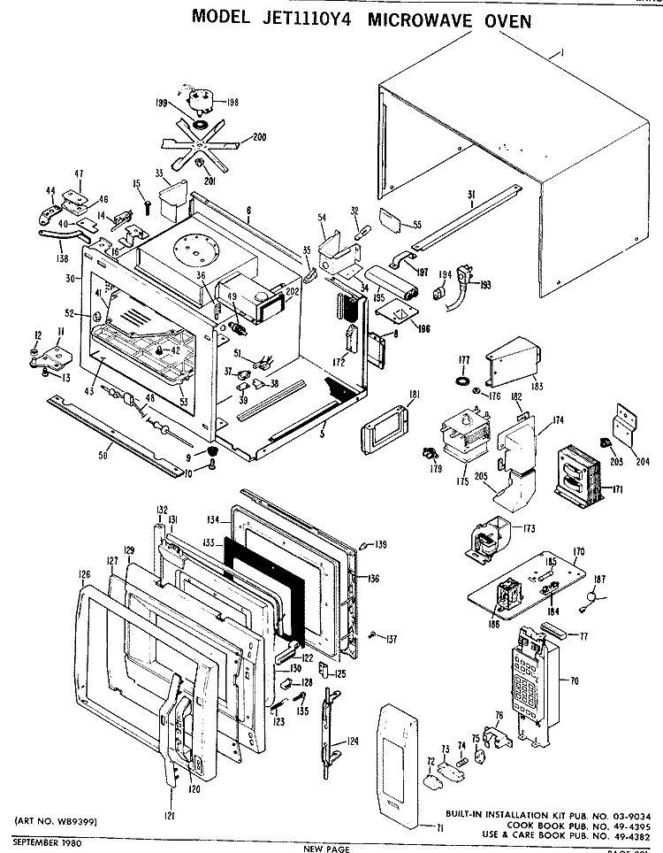 MICROWAVE OVEN Diagram and Parts List for JET1110Y4  General Electric Microwave