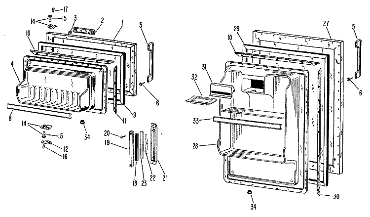 Section Diagram and Parts List for TB12SAY  General Electric Refrigerator