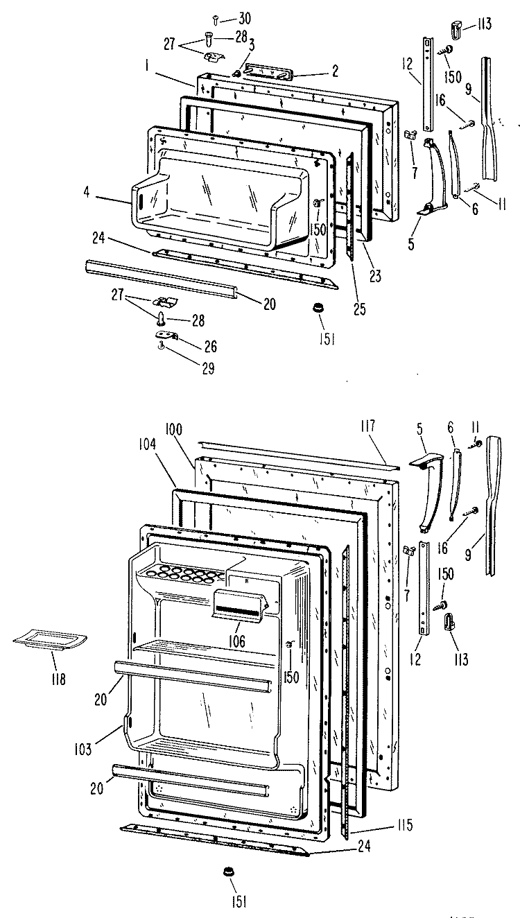 Section Diagram and Parts List for TB14SBBL  General Electric Refrigerator