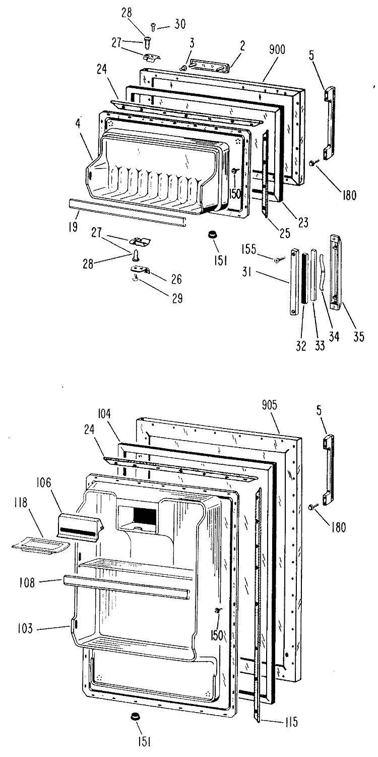 Section Diagram and Parts List for TB12SBBR  General Electric Refrigerator