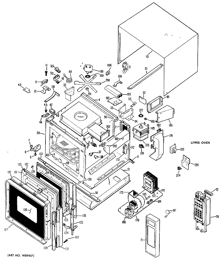 Section Diagram and Parts List for JX65002  General Electric Microwave