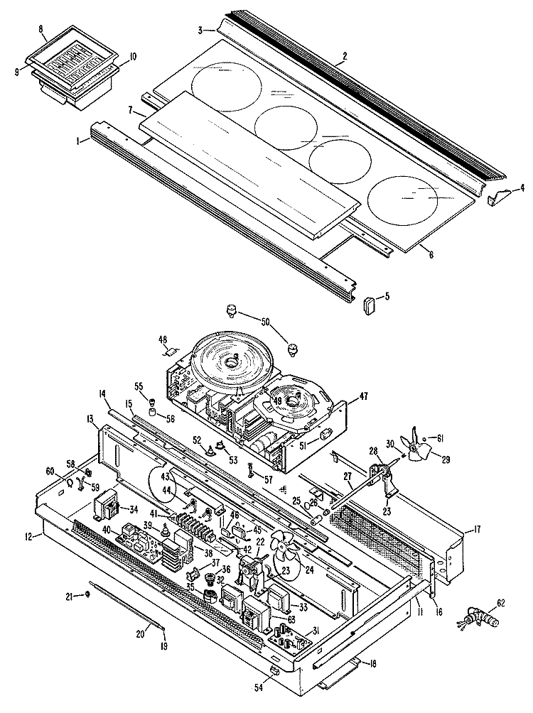 Section Diagram and Parts List for JP692001  General Electric Cooktop