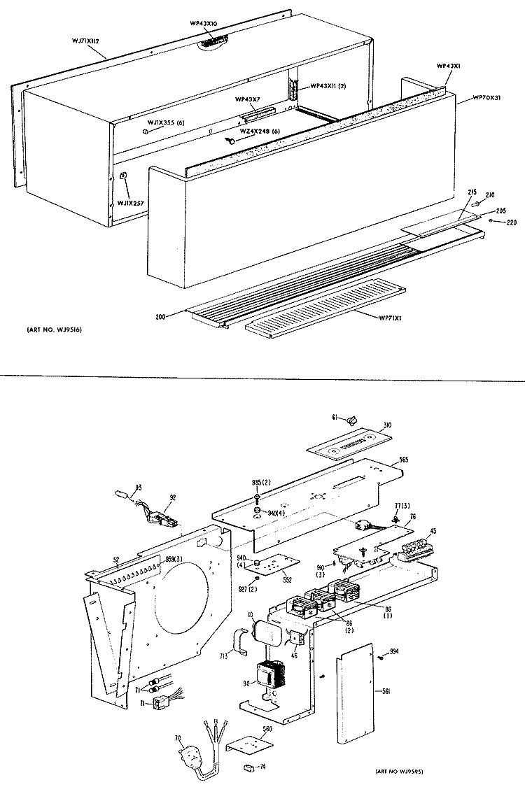 Section Diagram and Parts List for A3B588DJXLQ1  General Electric Air Conditioner