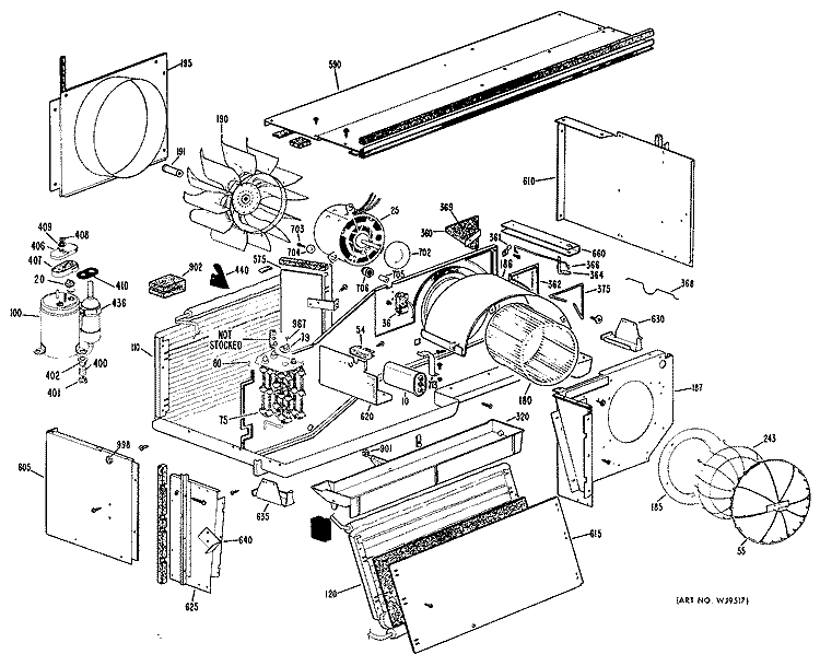 Section Diagram and Parts List for A2B768DGAS1L  General Electric Air Conditioner