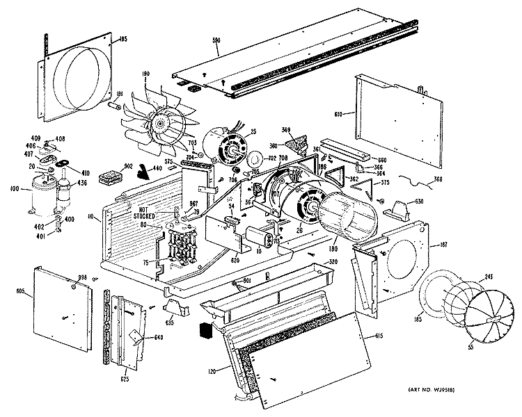 Section Diagram and Parts List for A2B779CKCN1G  General Electric Air Conditioner