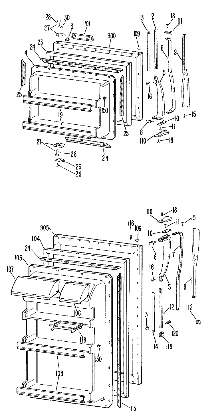 Section Diagram and Parts List for TBF17VBBR  General Electric Refrigerator