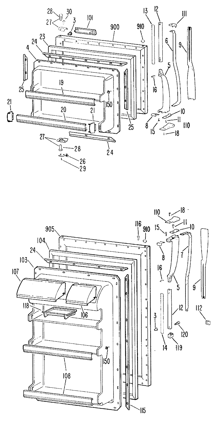 Section Diagram and Parts List for TBF19BBCR  General Electric Refrigerator