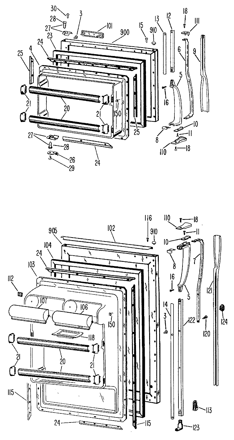 Section Diagram and Parts List for TBF21ZBBR  General Electric Refrigerator