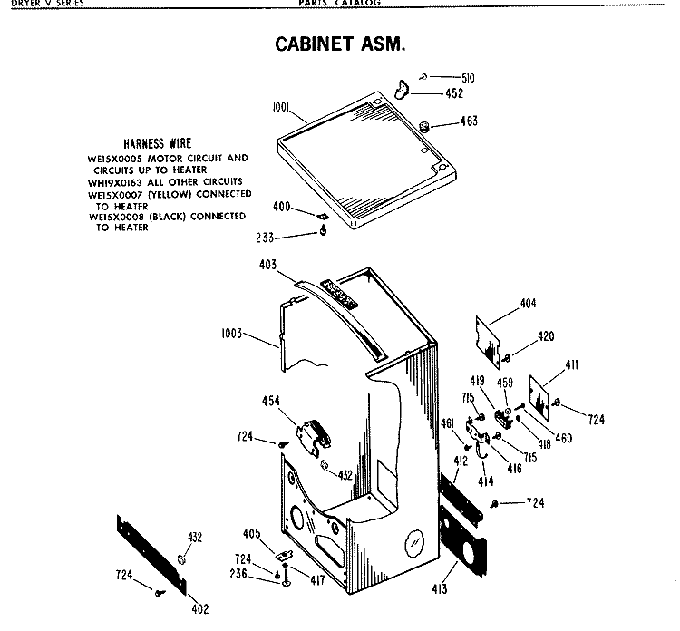 CABINET ASM. Diagram and Parts List for DDE5944VEL  General Electric Dryer
