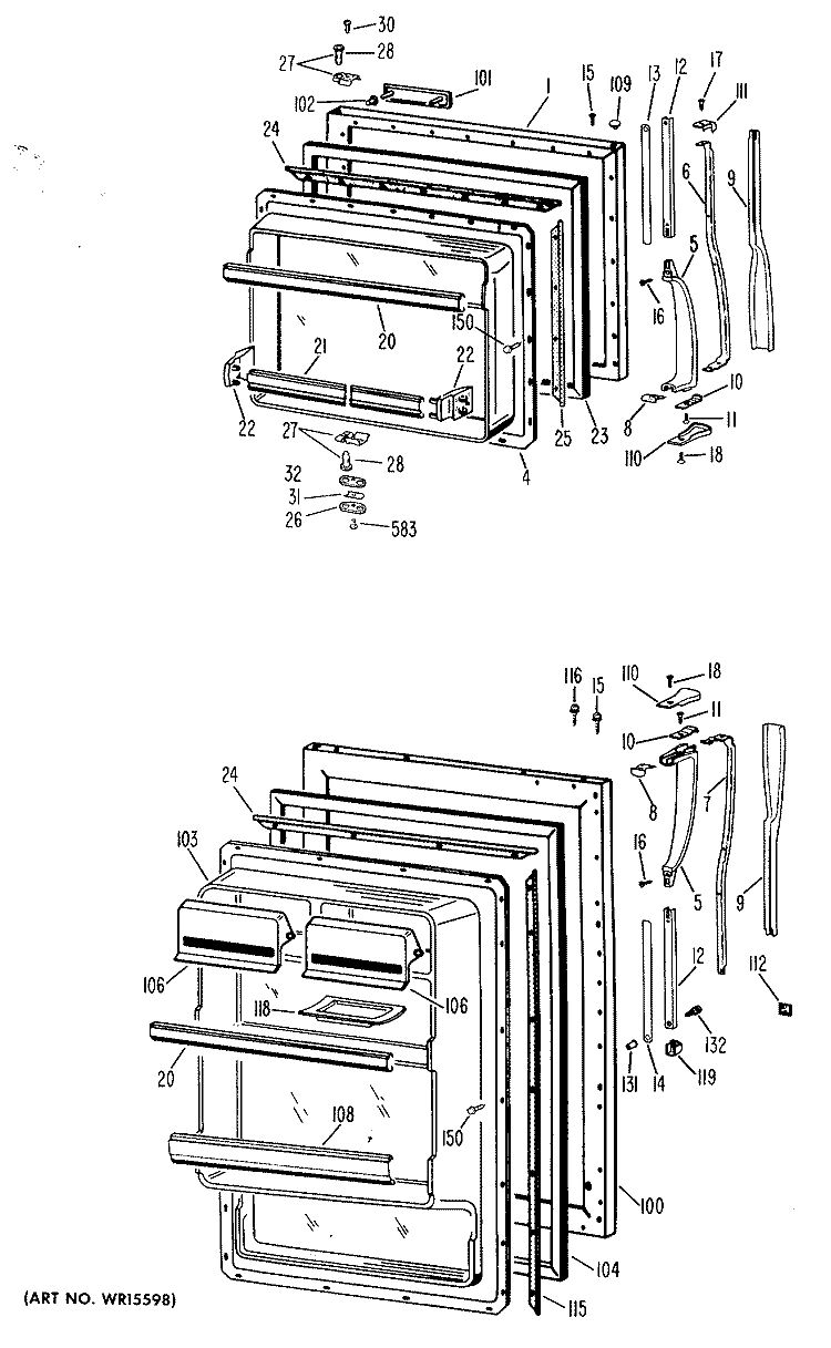 Section Diagram and Parts List for TBF14BBC  General Electric Refrigerator