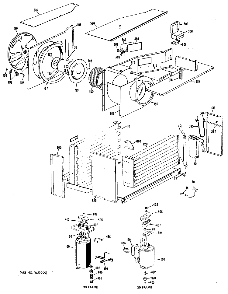 Section Diagram and Parts List for ADR18DAG3  General Electric Air Conditioner