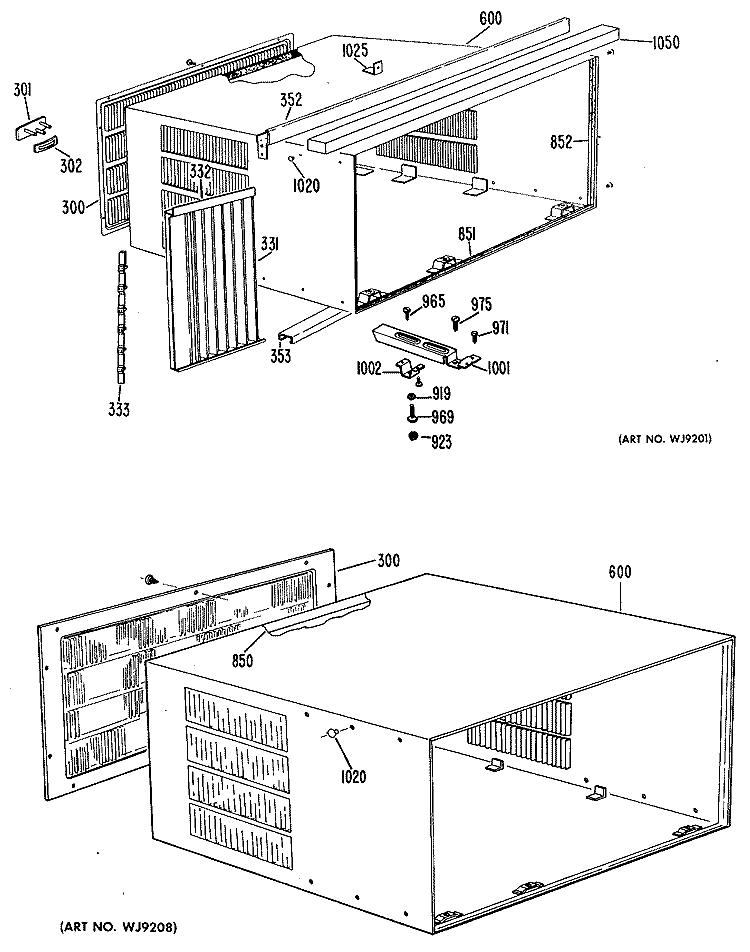 Section Diagram and Parts List for AF912WAD3  General Electric Air Conditioner