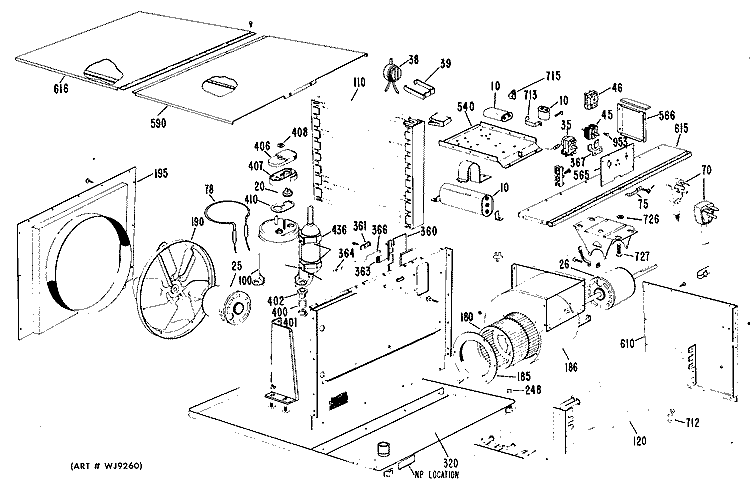 Section Diagram and Parts List for AG632DPV1  General Electric Air Conditioner