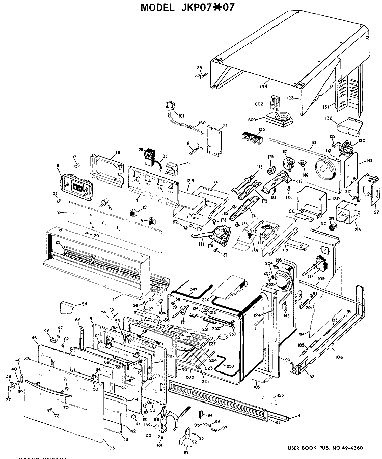 Section Diagram and Parts List for JKP07*07  General Electric Wall Oven