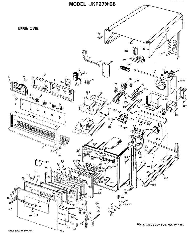 UPPER OVEN Diagram and Parts List for JKP27*08  General Electric Wall Oven