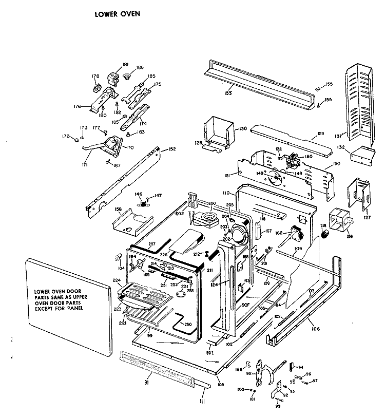 LOWER OVEN Diagram and Parts List for JKP36*10  General Electric Wall Oven