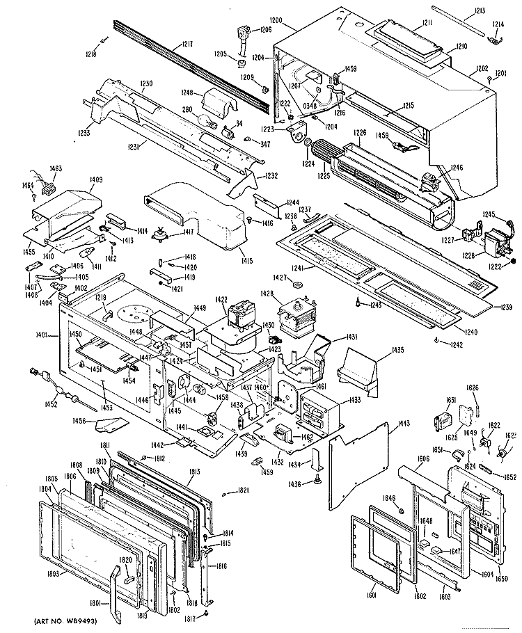 MICROWAVE OVEN Diagram and Parts List for JVM62002  General Electric Microwave