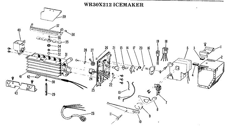 ICEMAKER Diagram and Parts List for WR30X212  General Electric Ice Maker