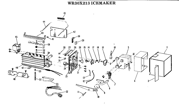 Section Diagram and Parts List for WR30X213  General Electric Ice Maker