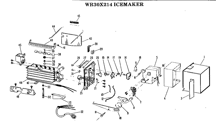 ICEMAKER Diagram and Parts List for WR30X214  General Electric Ice Maker