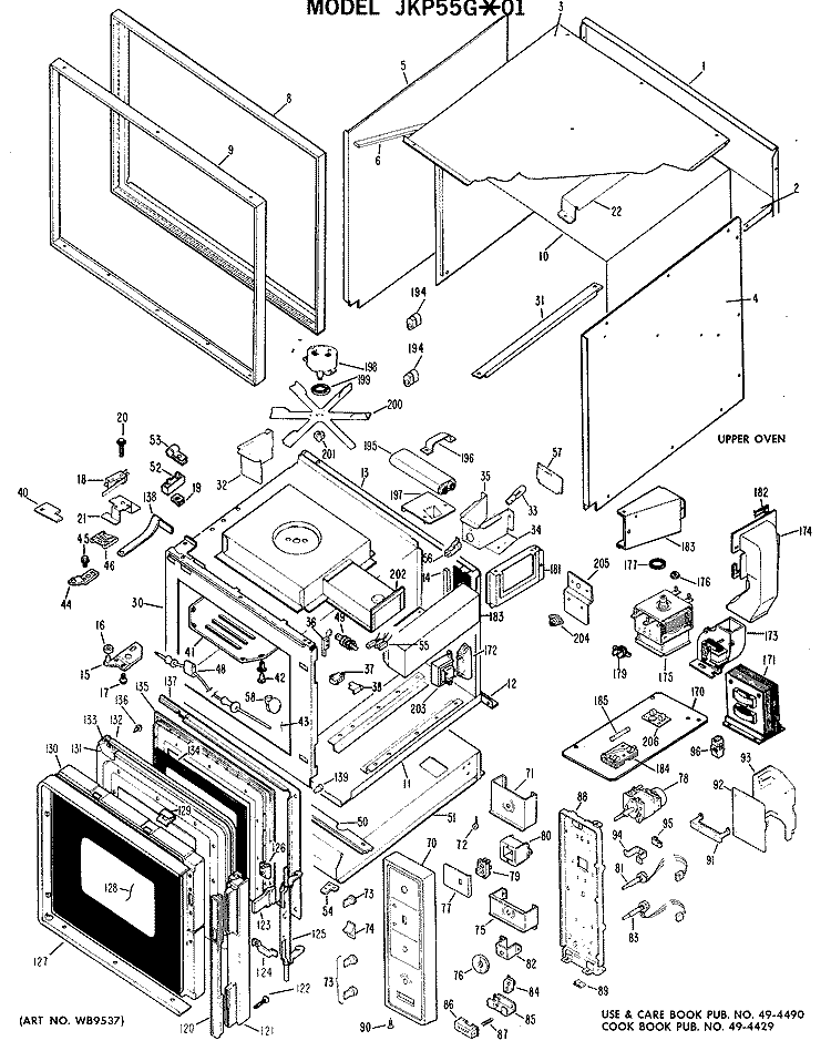 Section Diagram and Parts List for JKP55G*01  General Electric Microwave