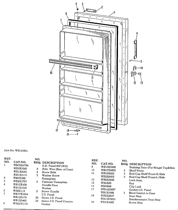 Section Diagram and Parts List for CAF16DAC  General Electric Freezer