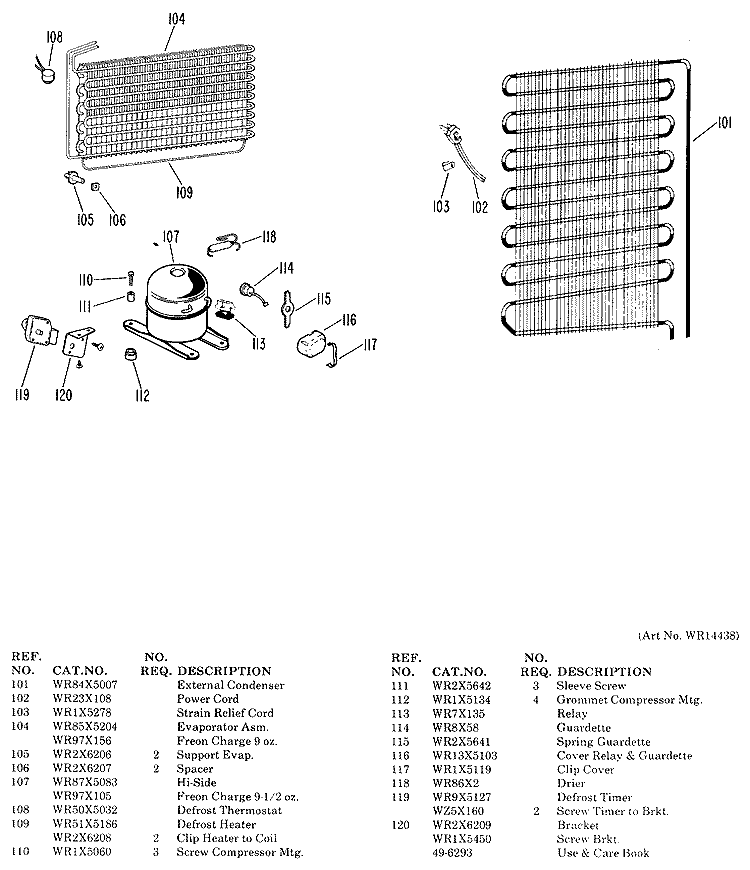 Section Diagram and Parts List for CAF16DAC  General Electric Freezer