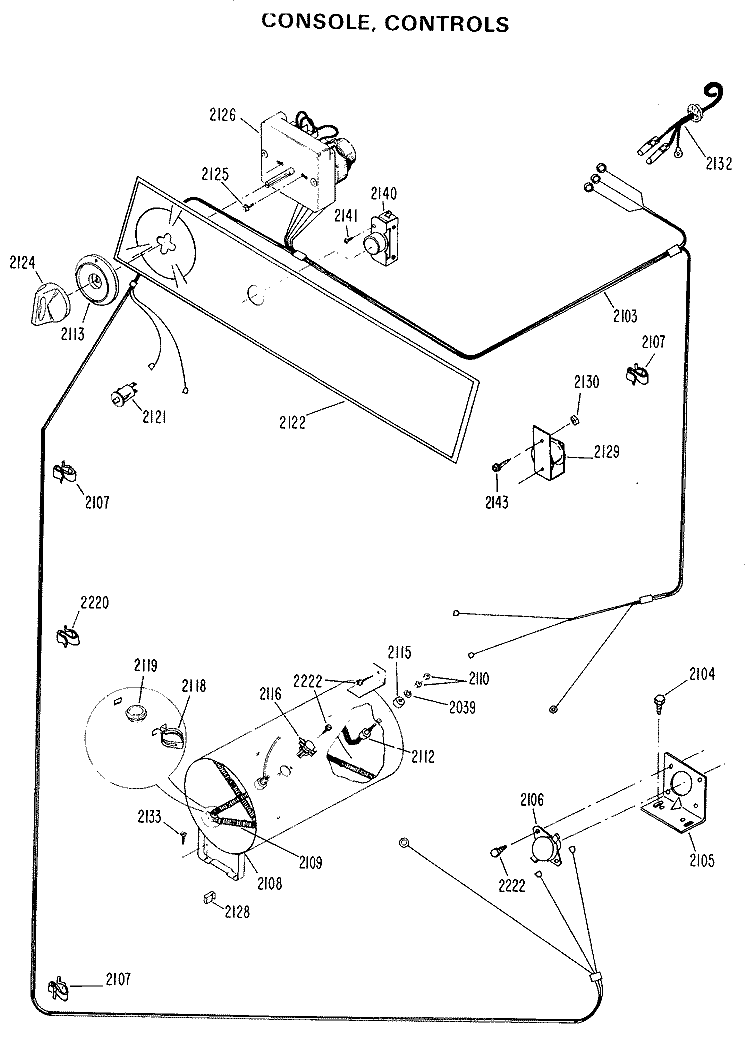 CONSOLE, CONTROLS Diagram and Parts List for DDP1270CAW  General Electric Dryer