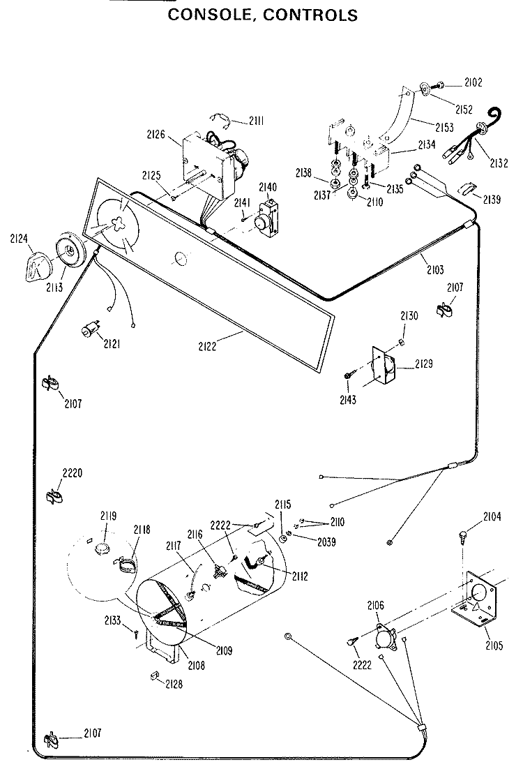 CONSOLE, CONTROLS Diagram and Parts List for DDP1275CAW  General Electric Dryer