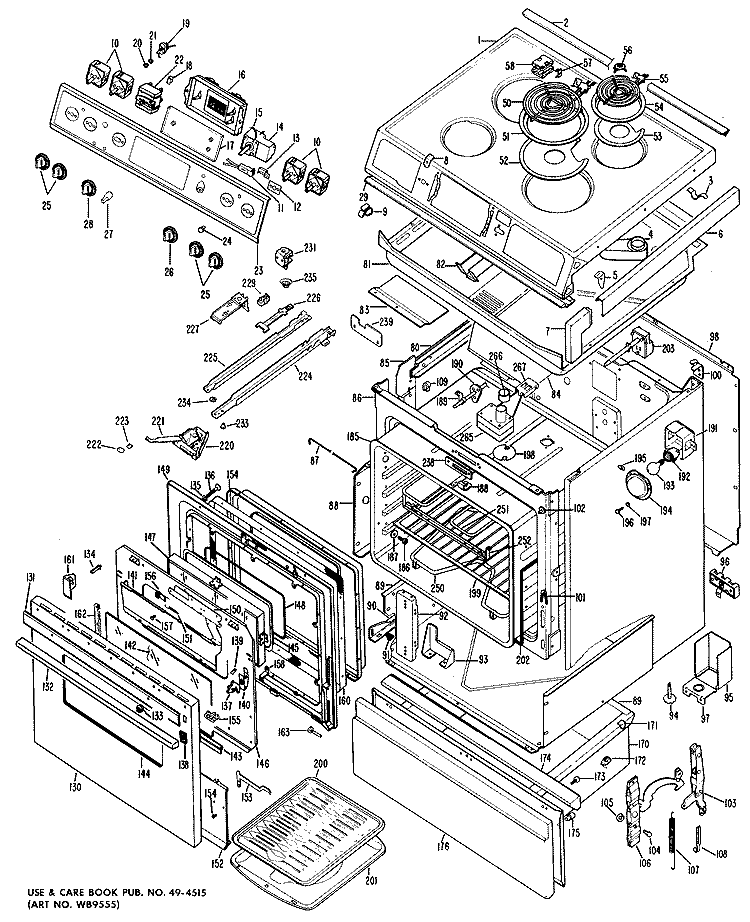 Section Diagram and Parts List for JSP27*05  General Electric Range