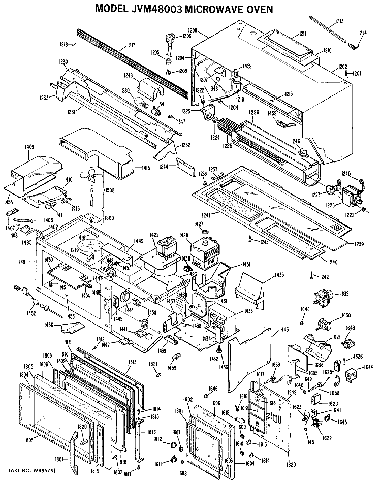 MICROWAVE OVEN Diagram and Parts List for JVM48003  General Electric Microwave
