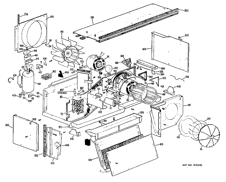 Section Diagram and Parts List for A2B578DEANQA  General Electric Air Conditioner