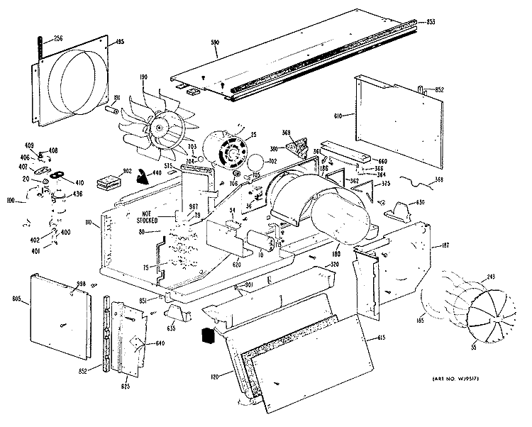 Section Diagram and Parts List for A2B742SEAL1B  General Electric Air Conditioner