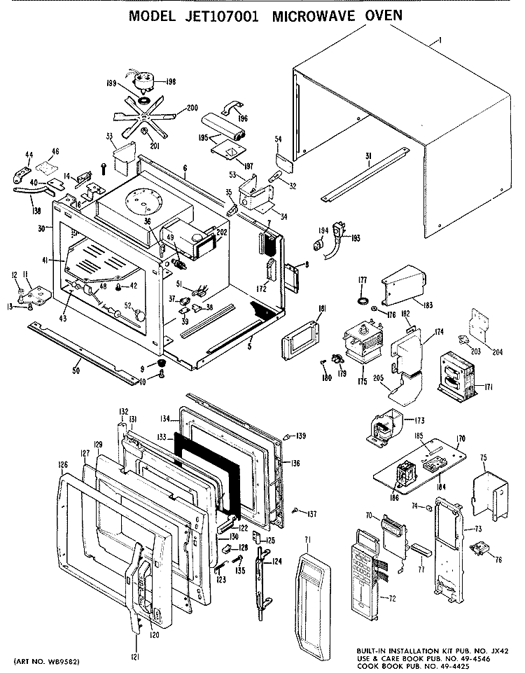 MICROWAVE OVEN Diagram and Parts List for JET107001  General Electric Microwave