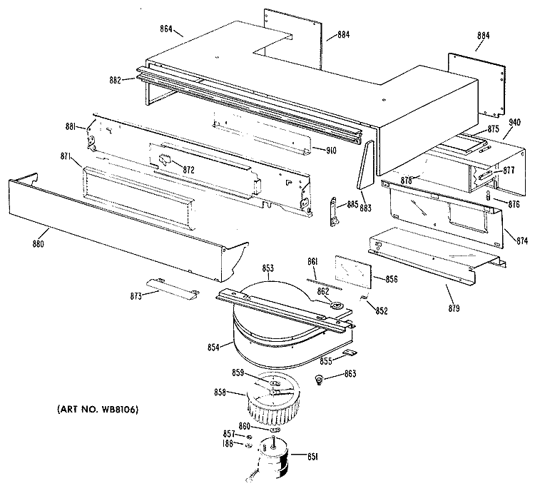 Section Diagram and Parts List for JHP56*D1  General Electric Range